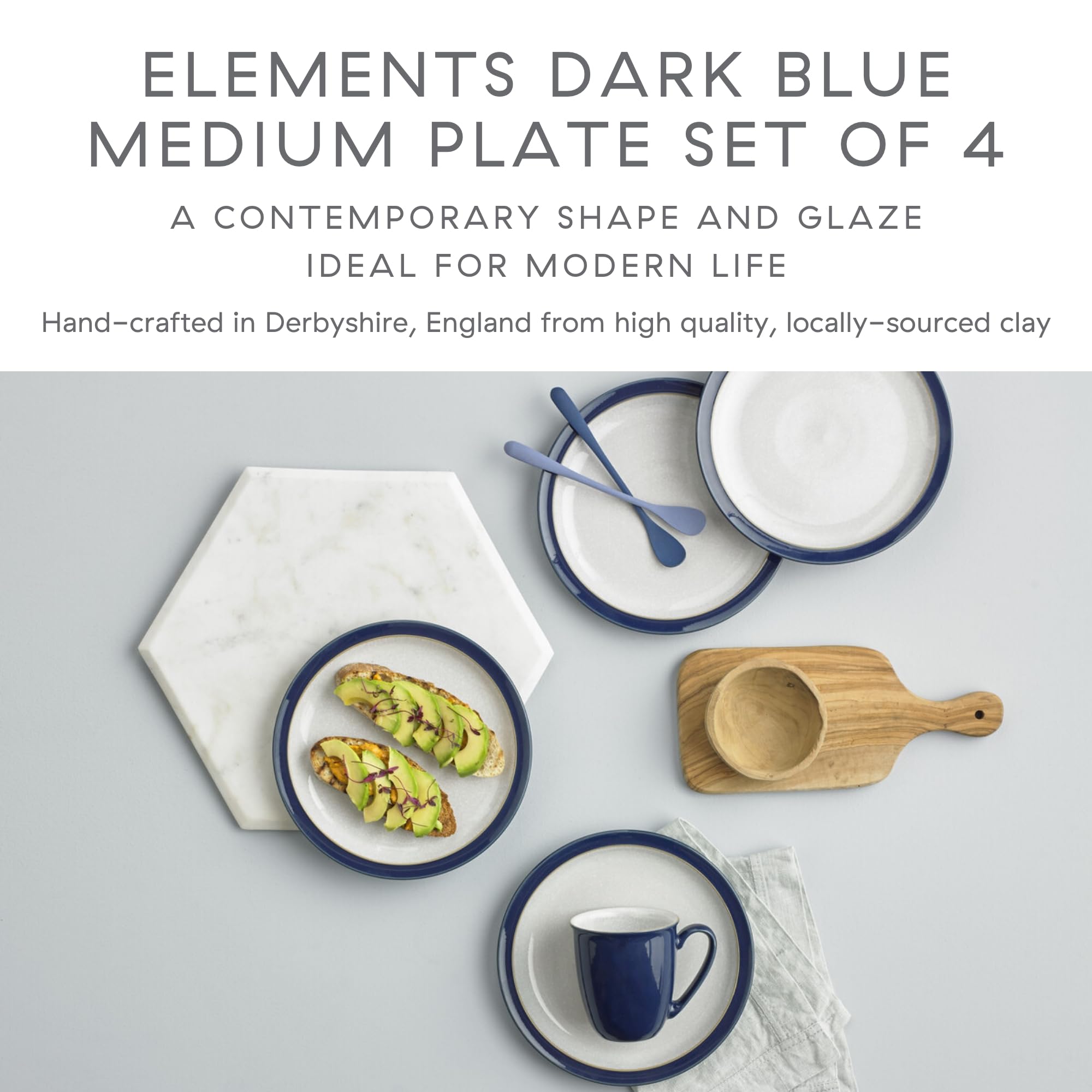 Amazon.com: Denby - Elements Medium Dark Blue Plates Set of 4